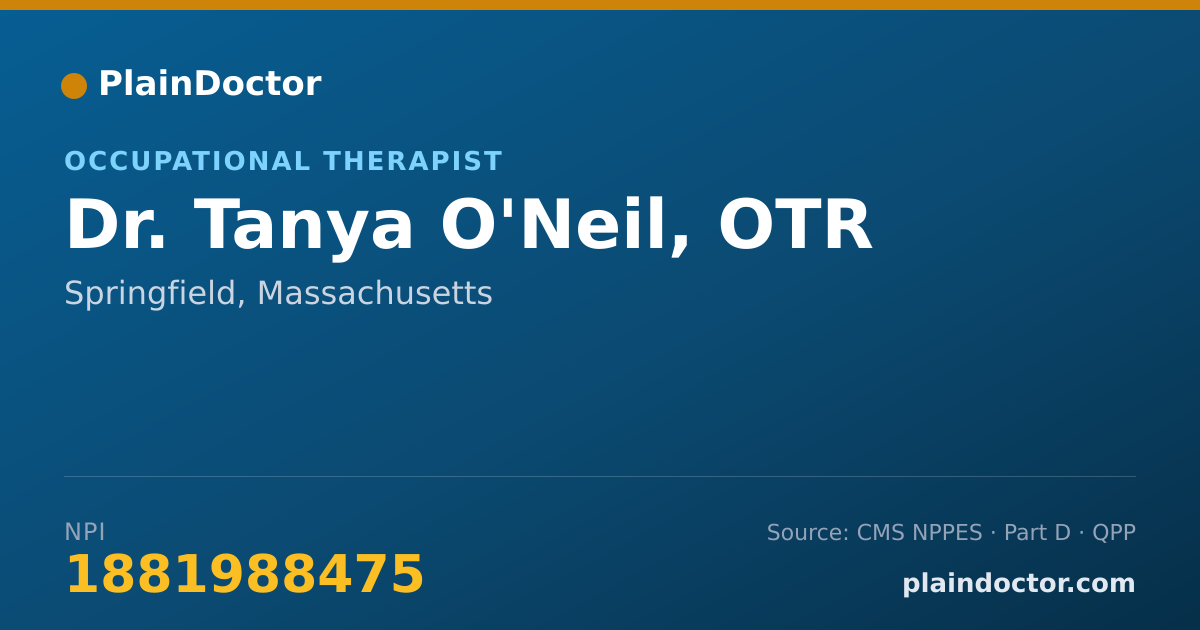 Shareable card for Tanya O'Neil, OTR - Occupational Therapist, Springfield, MA