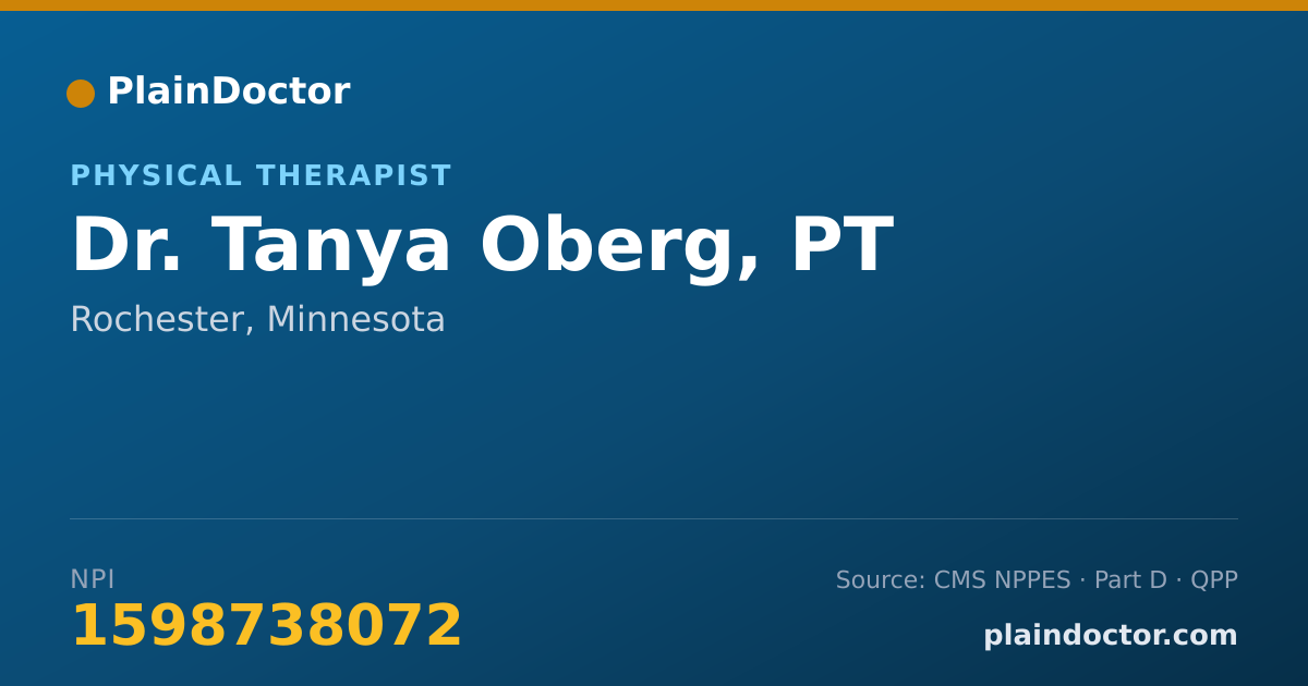 Shareable card for Tanya Oberg, PT - Physical Therapist, Rochester, MN