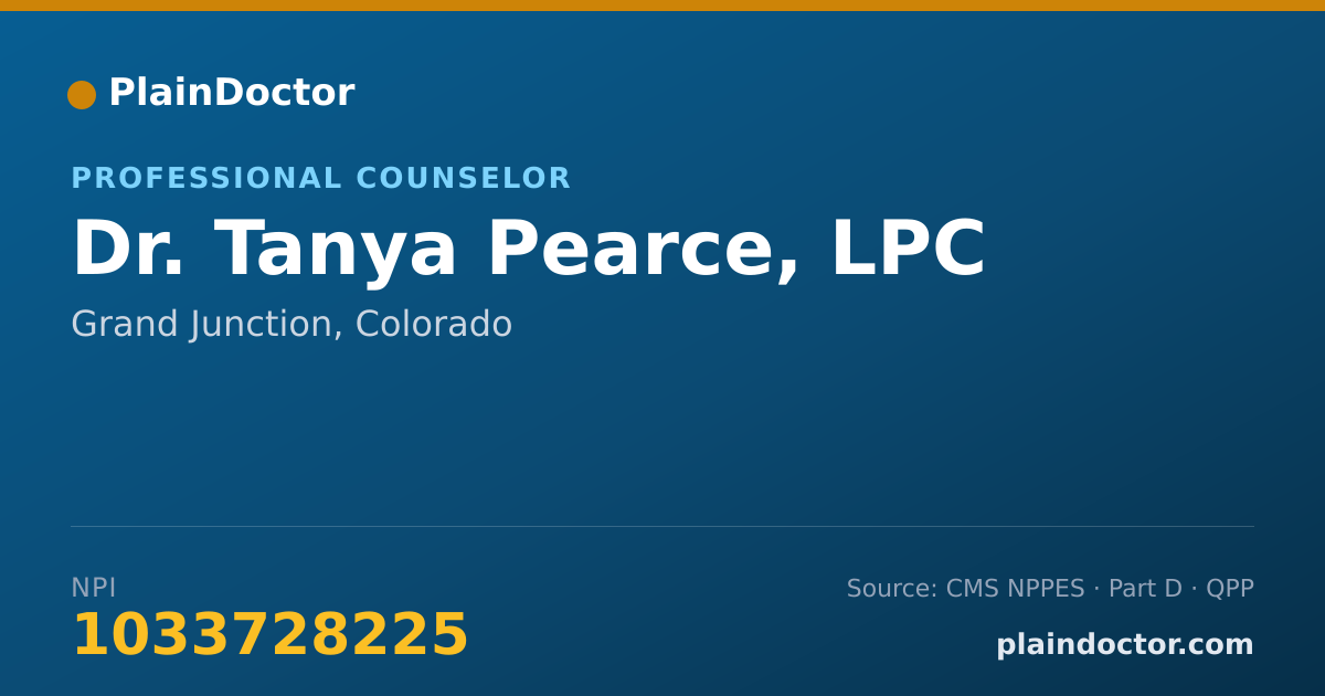 Shareable card for Tanya Pearce, LPC - Professional Counselor, Grand Junction, CO