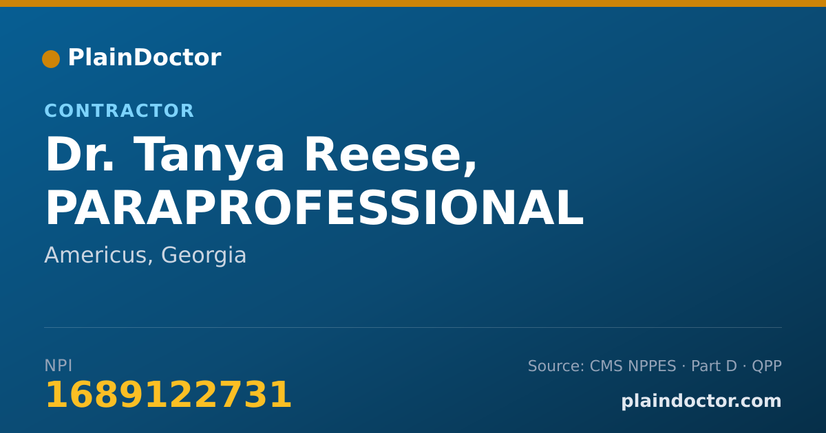Shareable card for Tanya Reese, PARAPROFESSIONAL - Contractor, Americus, GA