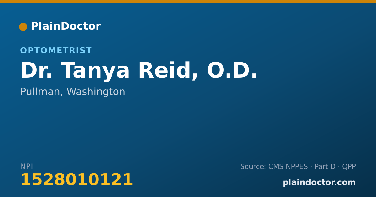 Shareable card for Tanya Reid, O.D. - Optometrist, Pullman, WA