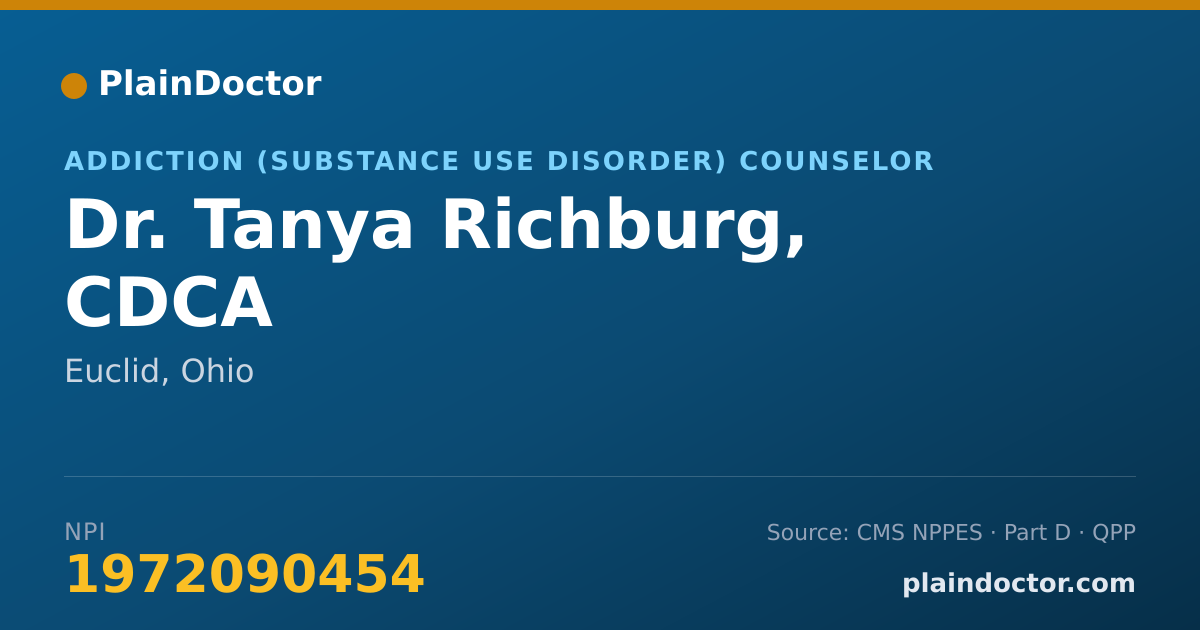 Shareable card for Tanya Richburg, CDCA - Addiction (Substance Use Disorder) Counselor, Euclid, OH