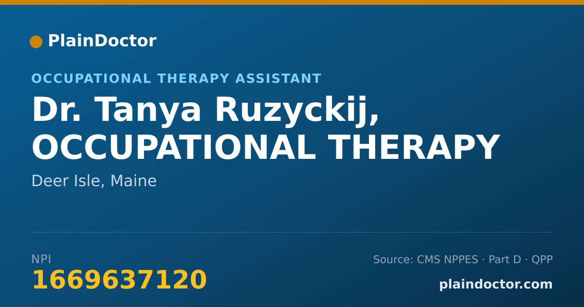 Shareable card for Tanya Ruzyckij, OCCUPATIONAL THERAPY - Occupational Therapy Assistant, Deer Isle, ME