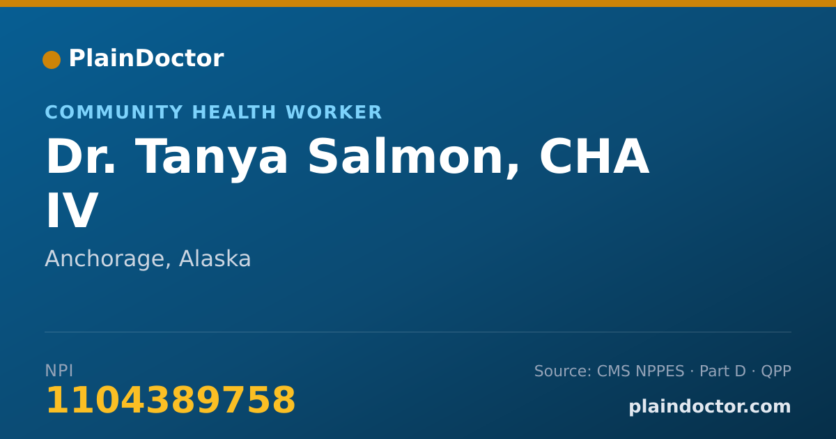 Shareable card for Tanya Salmon, CHA IV - Community Health Worker, Anchorage, AK
