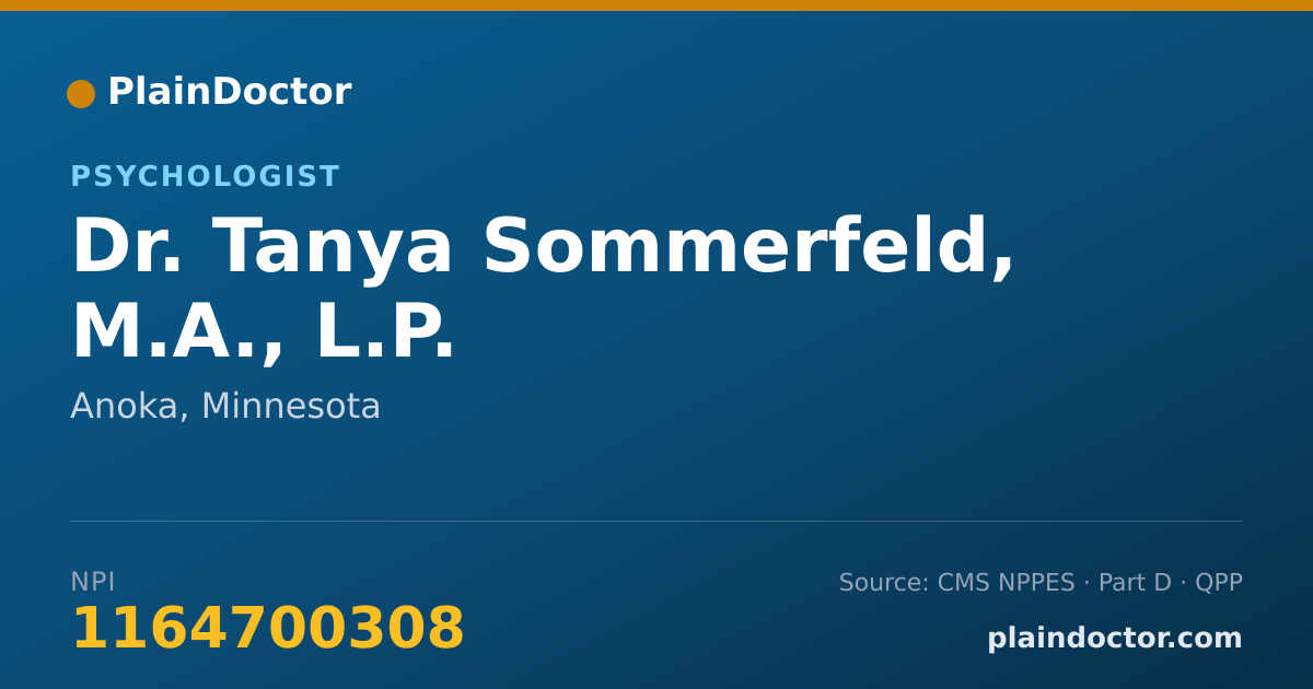 Shareable card for Tanya Sommerfeld, M.A., L.P. - Psychologist, Anoka, MN