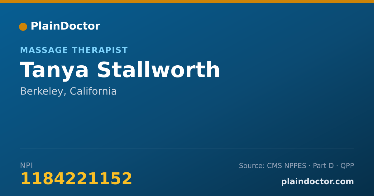 Shareable card for Tanya Stallworth - Massage Therapist, Berkeley, CA