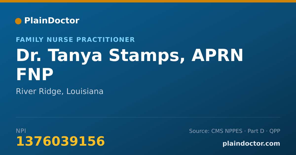 Shareable card for Tanya Stamps, APRN FNP - Family Nurse Practitioner, River Ridge, LA