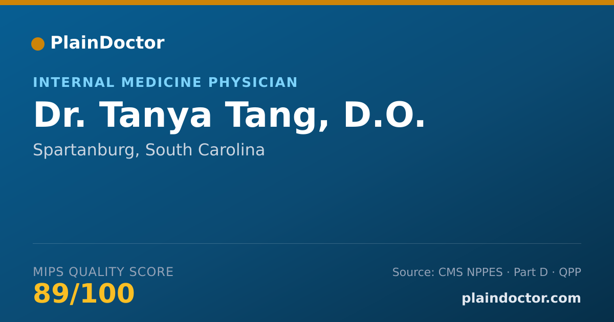 Shareable card for Tanya Tang, D.O. - Internal Medicine Physician, Spartanburg, SC