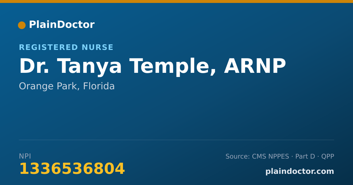 Shareable card for Tanya Temple, ARNP - Registered Nurse, Orange Park, FL