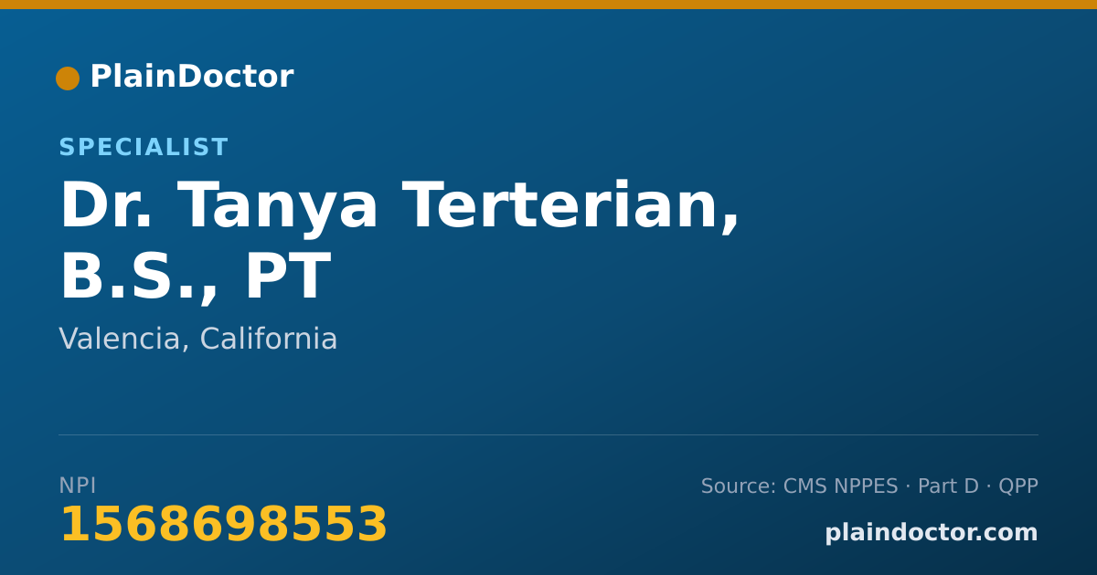 Shareable card for Tanya Terterian, B.S., PT - Specialist, Valencia, CA