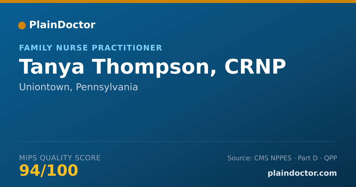 Shareable card for Tanya Thompson, CRNP - Family Nurse Practitioner, Uniontown, PA
