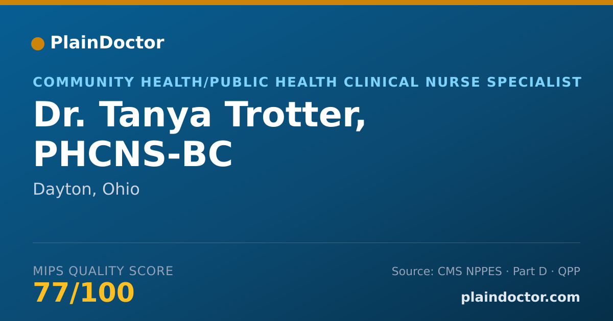 Shareable card for Tanya Trotter, PHCNS-BC - Community Health/Public Health Clinical Nurse Specialist, Dayton, OH