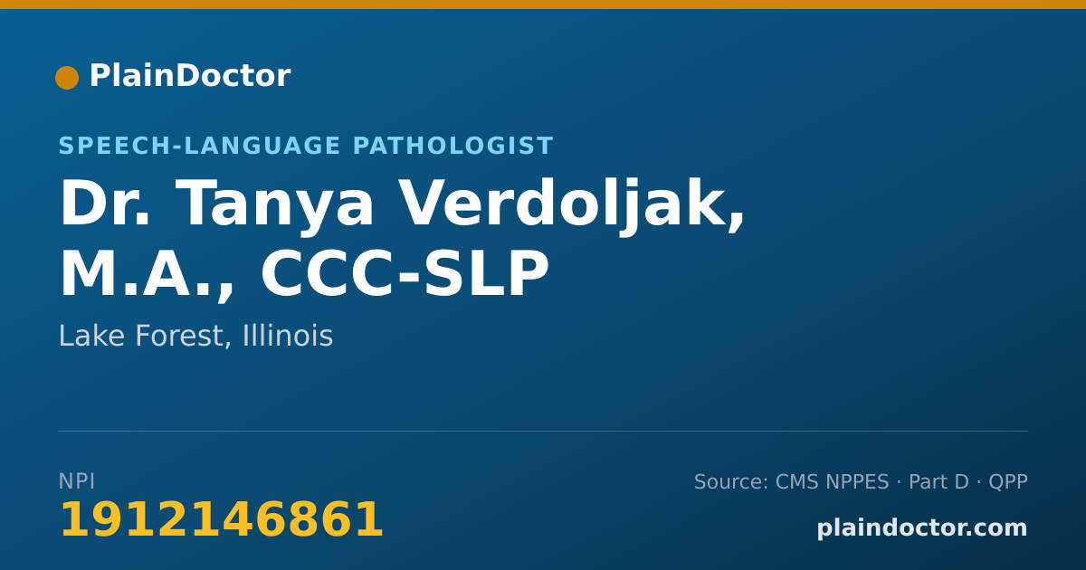 Shareable card for Tanya Verdoljak, M.A., CCC-SLP - Speech-Language Pathologist, Lake Forest, IL