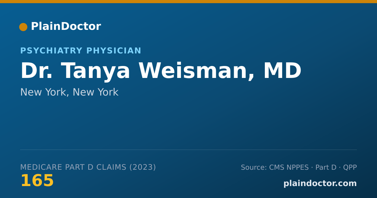 Shareable card for Tanya Weisman, MD - Psychiatry Physician, New York, NY