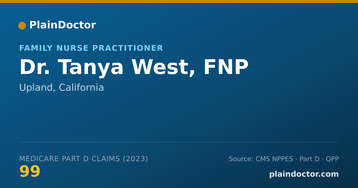 Shareable card for Tanya West, FNP - Family Nurse Practitioner, Upland, CA