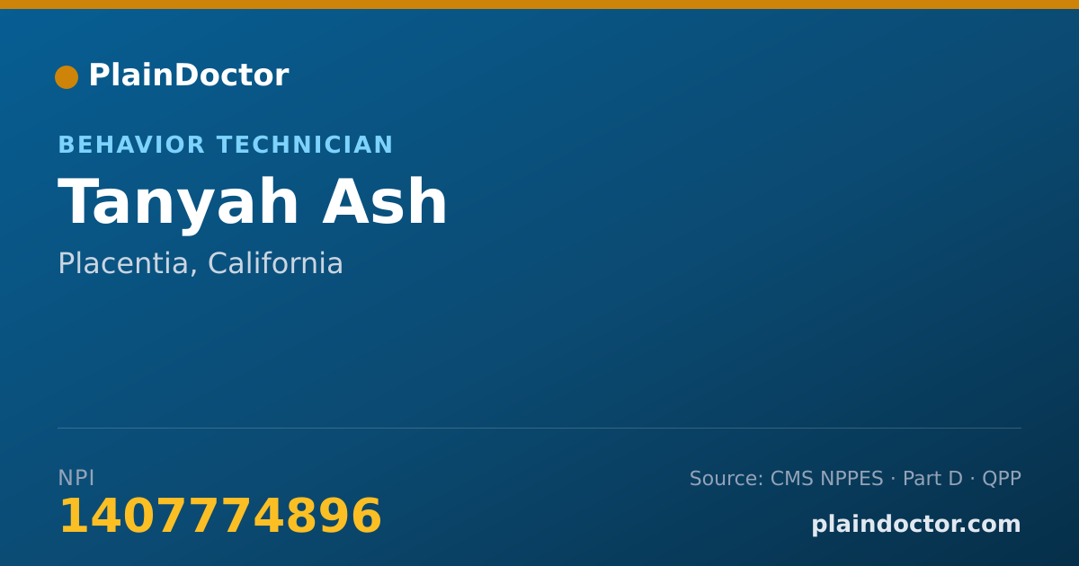 Shareable card for Tanyah Ash - Behavior Technician, Placentia, CA