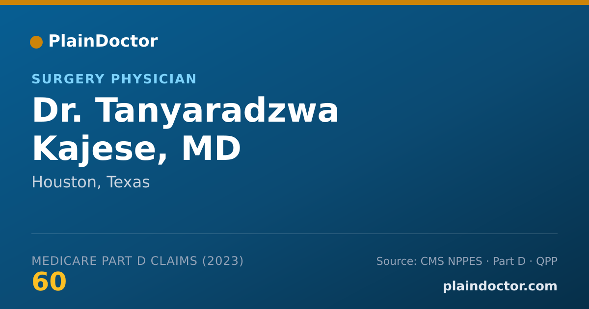 Shareable card for Tanyaradzwa Kajese, MD - Surgery Physician, Houston, TX