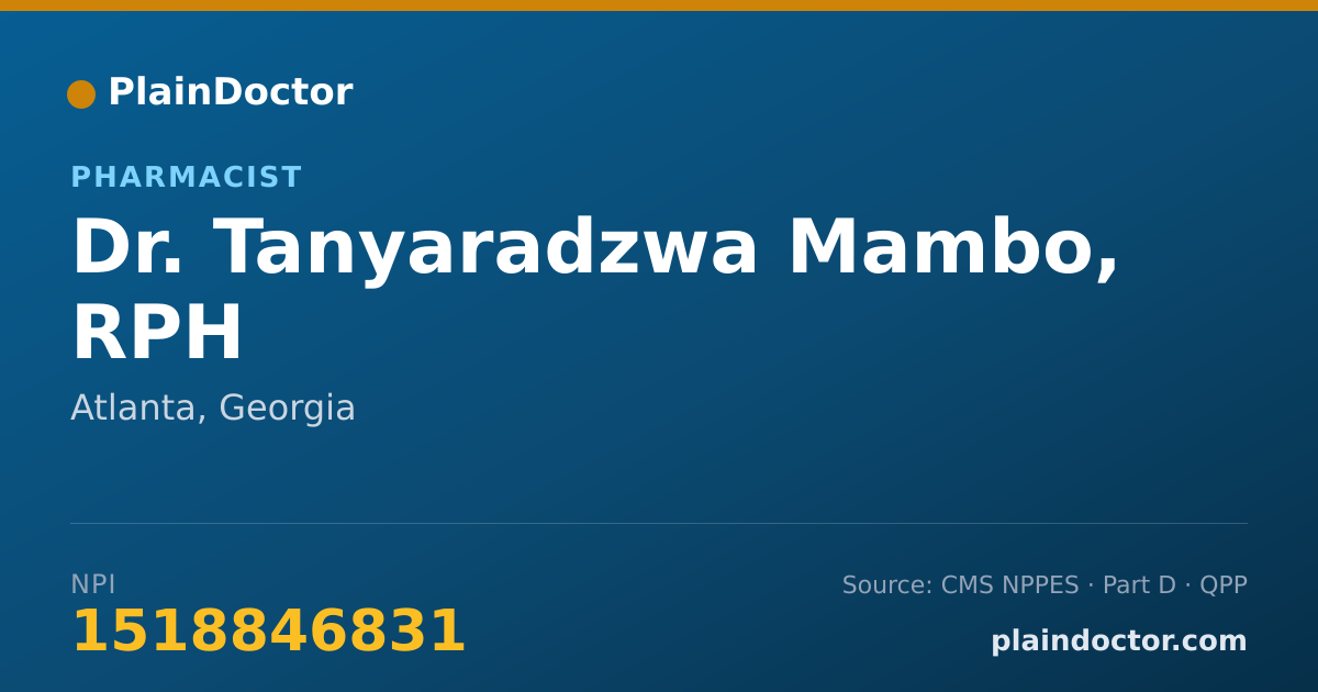Shareable card for Tanyaradzwa Mambo, RPH - Pharmacist, Atlanta, GA