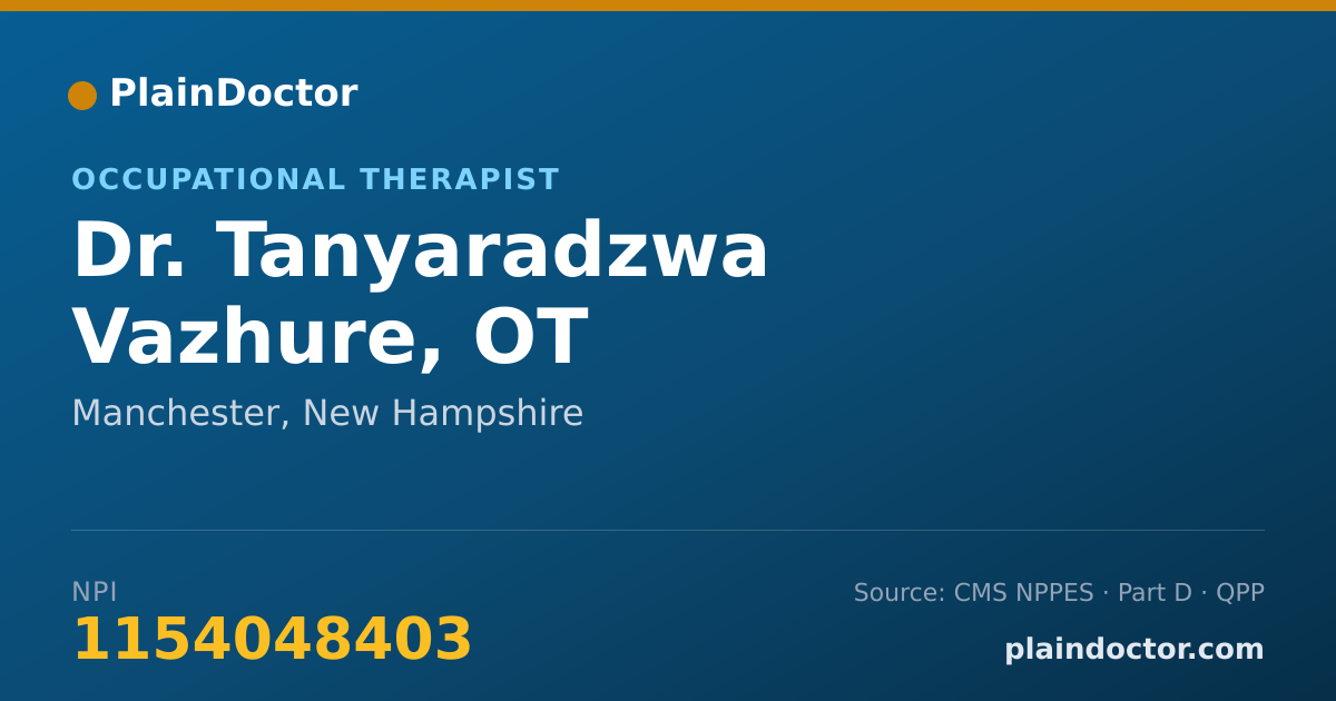 Shareable card for Tanyaradzwa Vazhure, OT - Occupational Therapist, Manchester, NH