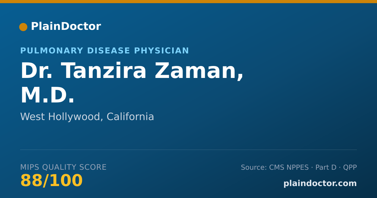 Shareable card for Tanzira Zaman, M.D. - Pulmonary Disease Physician, West Hollywood, CA