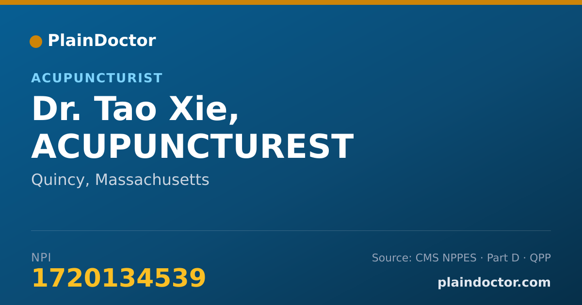 Shareable card for Tao Xie, ACUPUNCTUREST - Acupuncturist, Quincy, MA