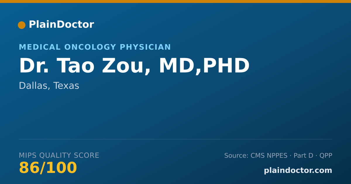 Shareable card for Tao Zou, MD,PHD - Medical Oncology Physician, Dallas, TX