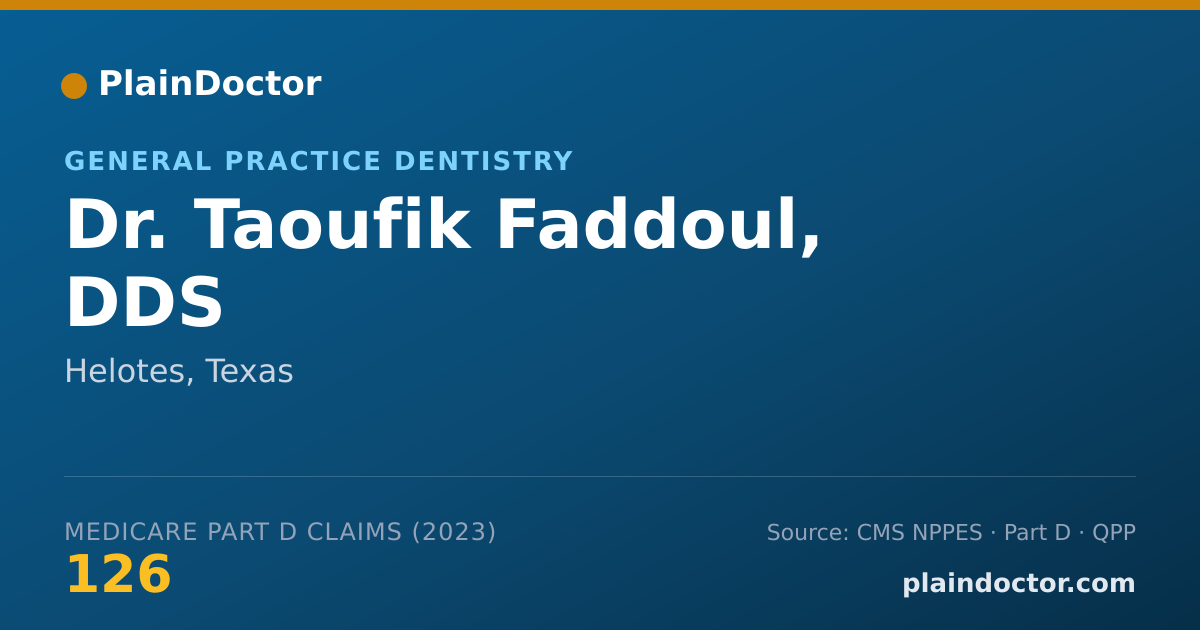 Shareable card for Taoufik Faddoul, DDS - General Practice Dentistry, Helotes, TX