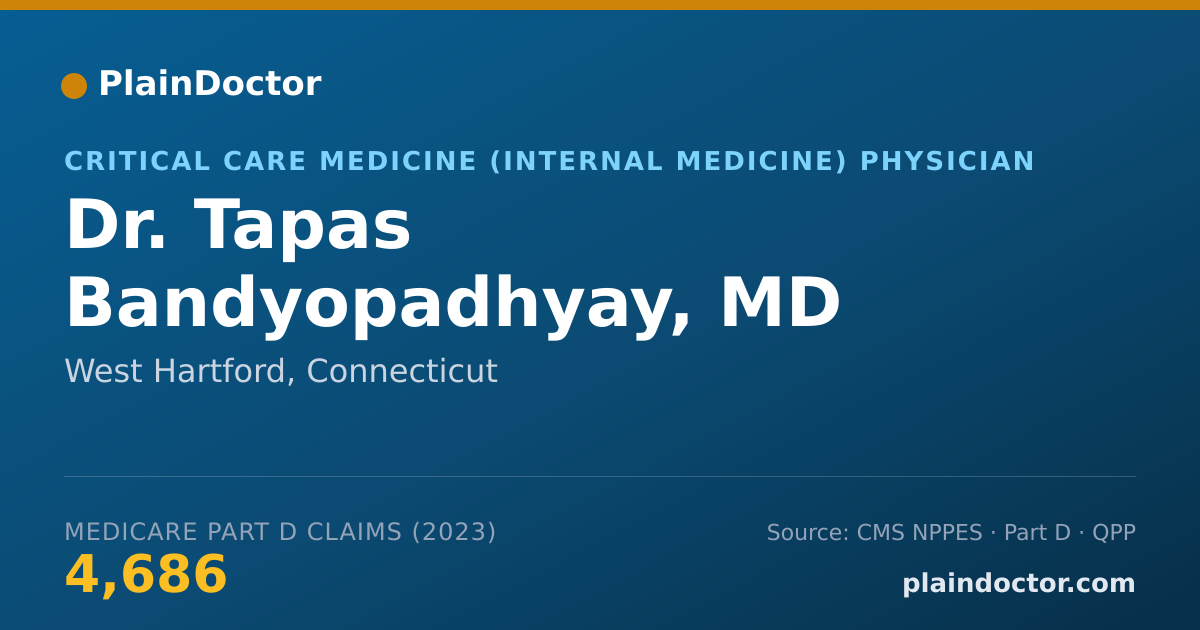 Shareable card for Tapas Bandyopadhyay, MD - Critical Care Medicine (Internal Medicine) Physician, West Hartford, CT