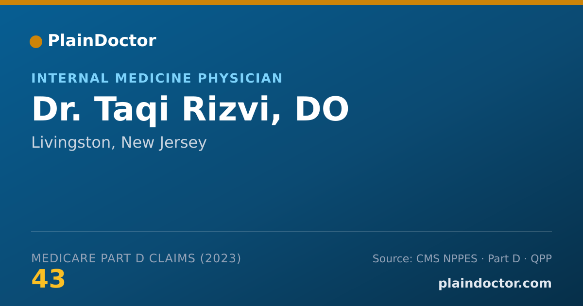 Shareable card for Taqi Rizvi, DO - Internal Medicine Physician, Livingston, NJ