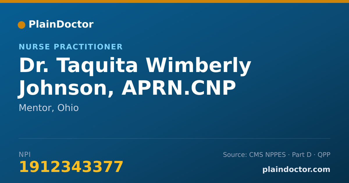 Shareable card for Taquita Wimberly Johnson, APRN.CNP - Nurse Practitioner, Mentor, OH