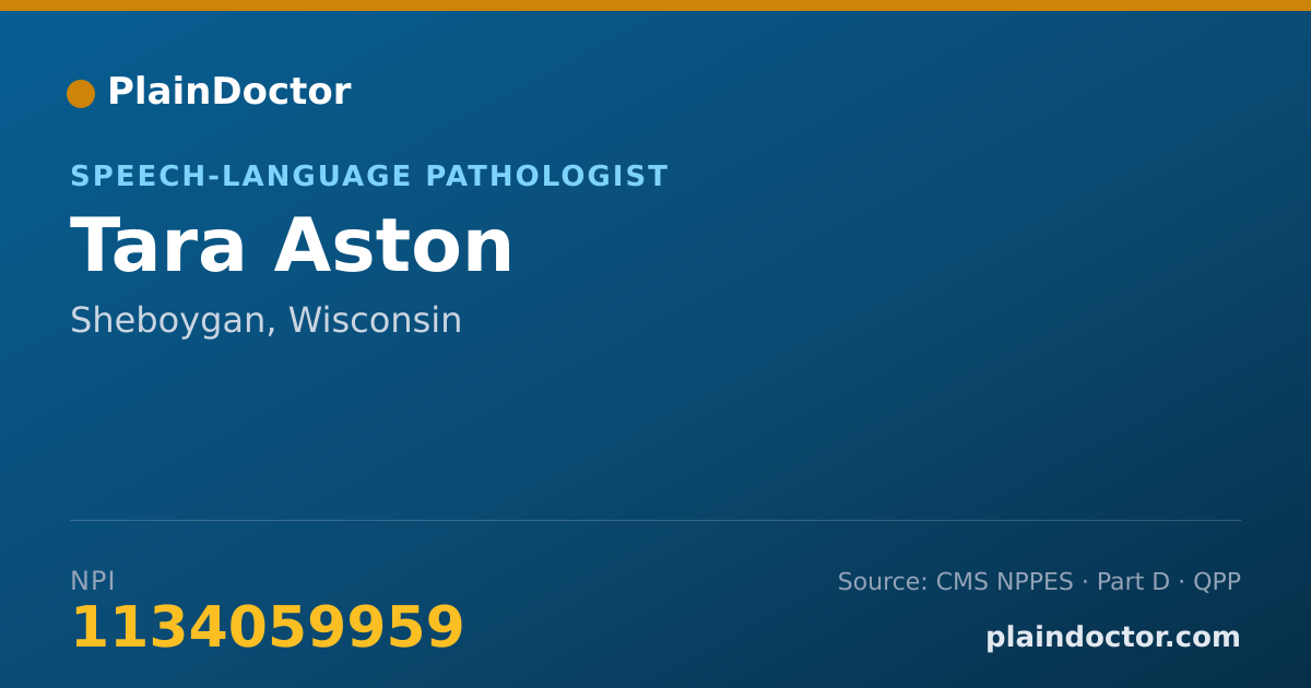 Shareable card for Tara Aston - Speech-Language Pathologist, Sheboygan, WI