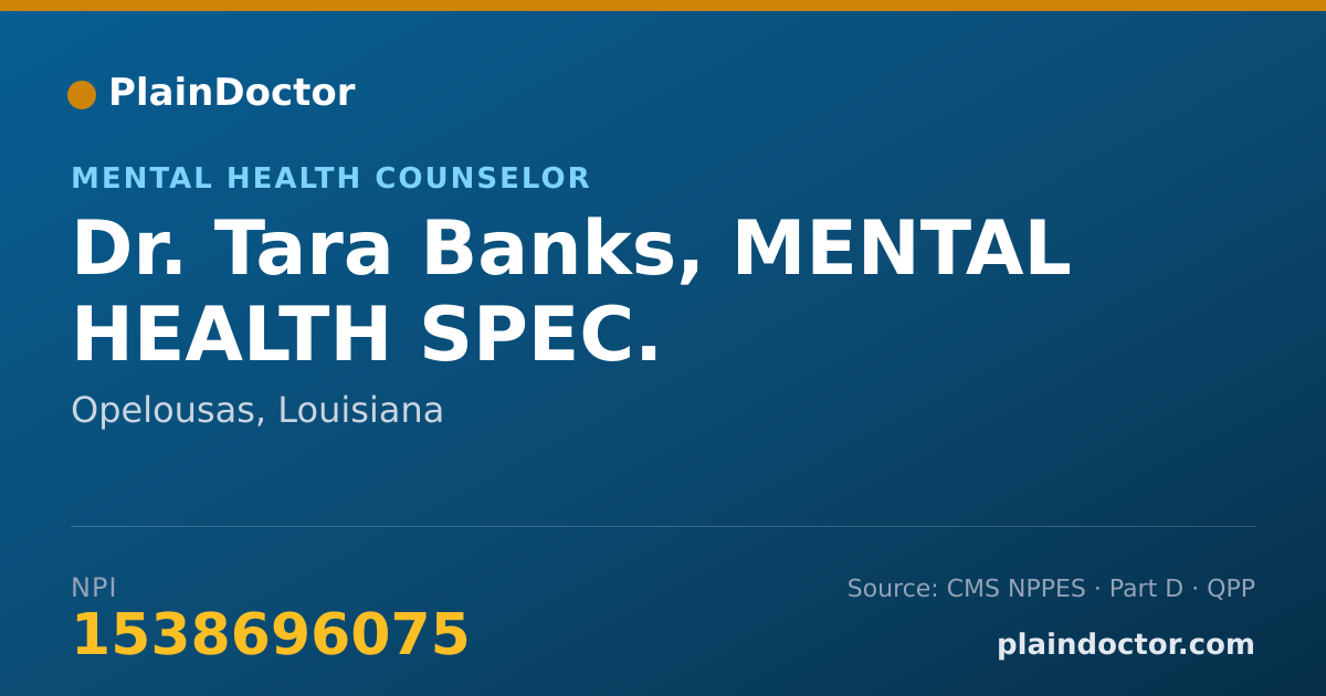 Shareable card for Tara Banks, MENTAL HEALTH SPEC. - Mental Health Counselor, Opelousas, LA