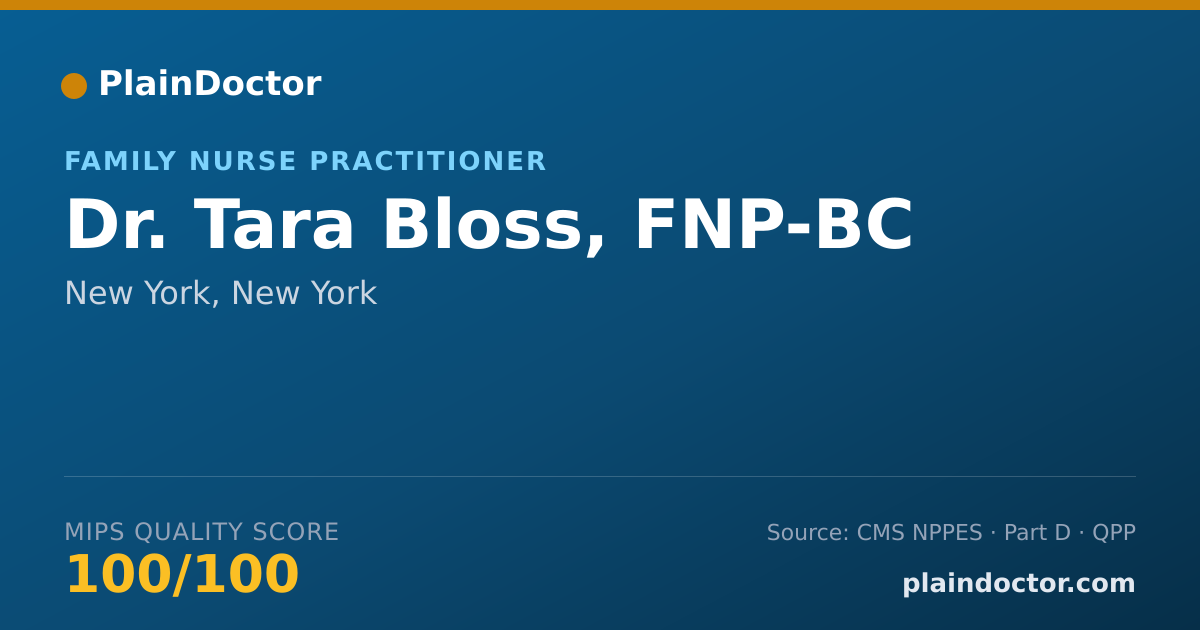 Shareable card for Tara Bloss, FNP-BC - Family Nurse Practitioner, New York, NY