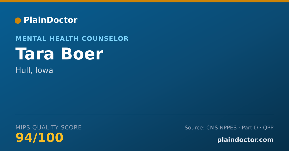 Shareable card for Tara Boer - Mental Health Counselor, Hull, IA