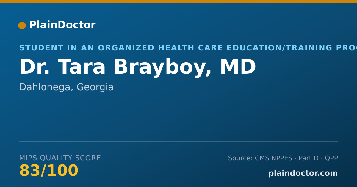 Shareable card for Tara Brayboy, MD - Student in an Organized Health Care Education/Training Program, Dahlonega, GA