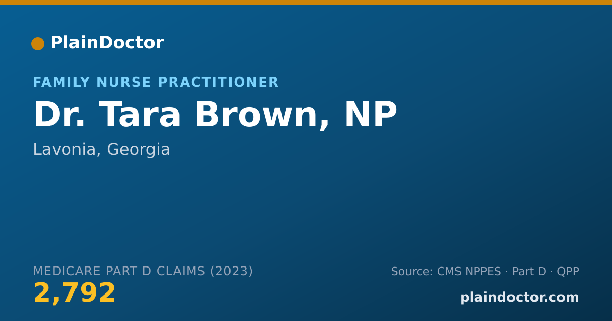 Shareable card for Tara Brown, NP - Family Nurse Practitioner, Lavonia, GA
