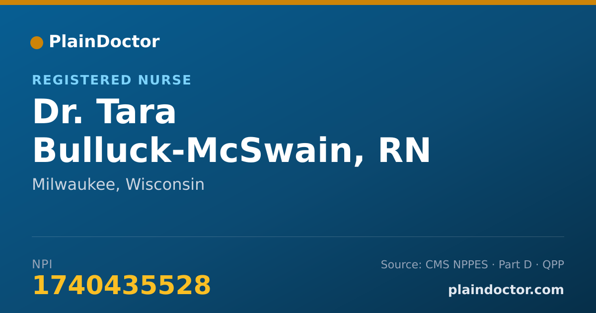 Shareable card for Tara Bulluck-McSwain, RN - Registered Nurse, Milwaukee, WI