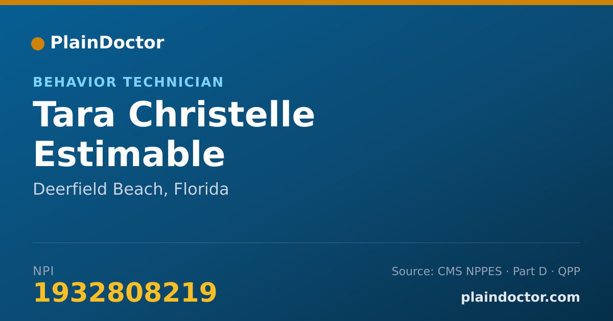 Shareable card for Tara Christelle Estimable - Behavior Technician, Deerfield Beach, FL