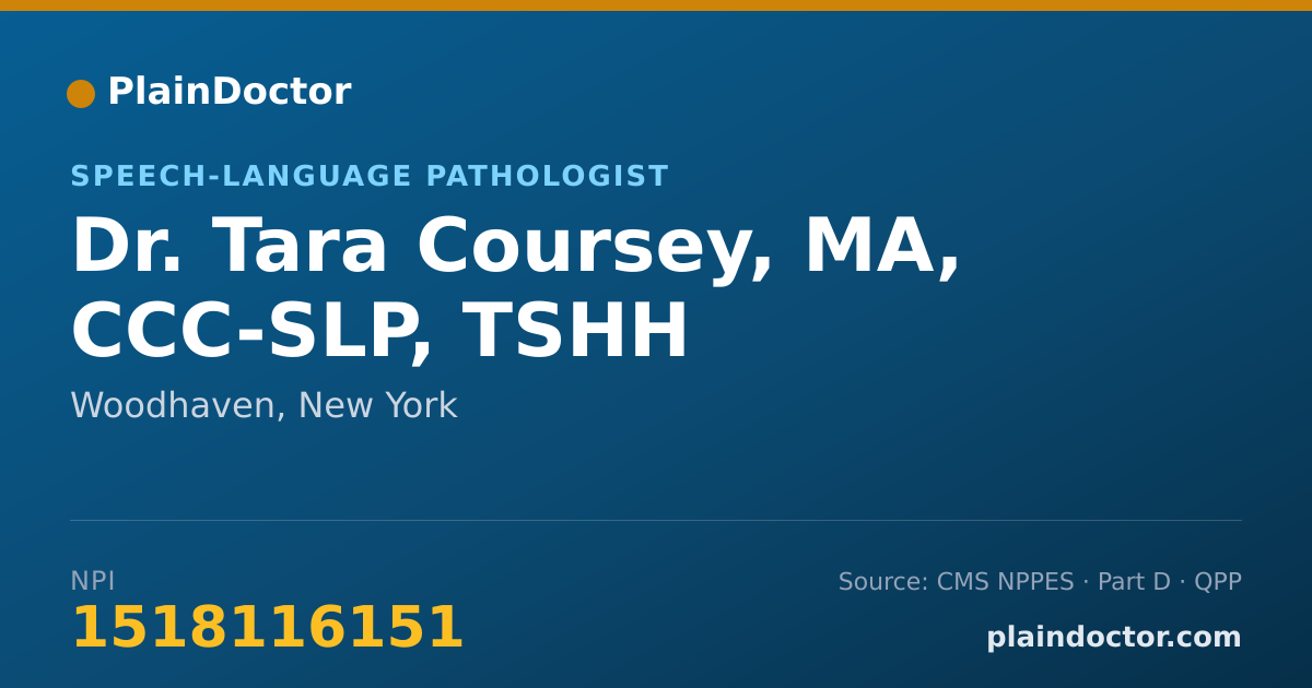 Shareable card for Tara Coursey, MA, CCC-SLP, TSHH - Speech-Language Pathologist, Woodhaven, NY