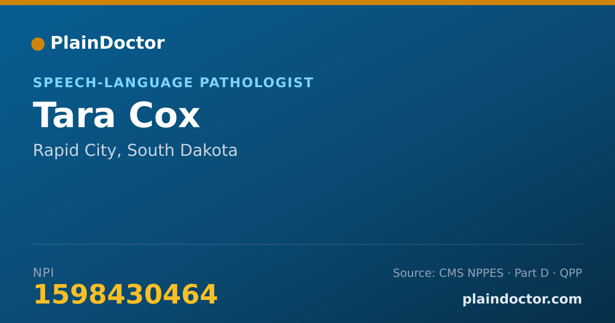 Shareable card for Tara Cox - Speech-Language Pathologist, Rapid City, SD