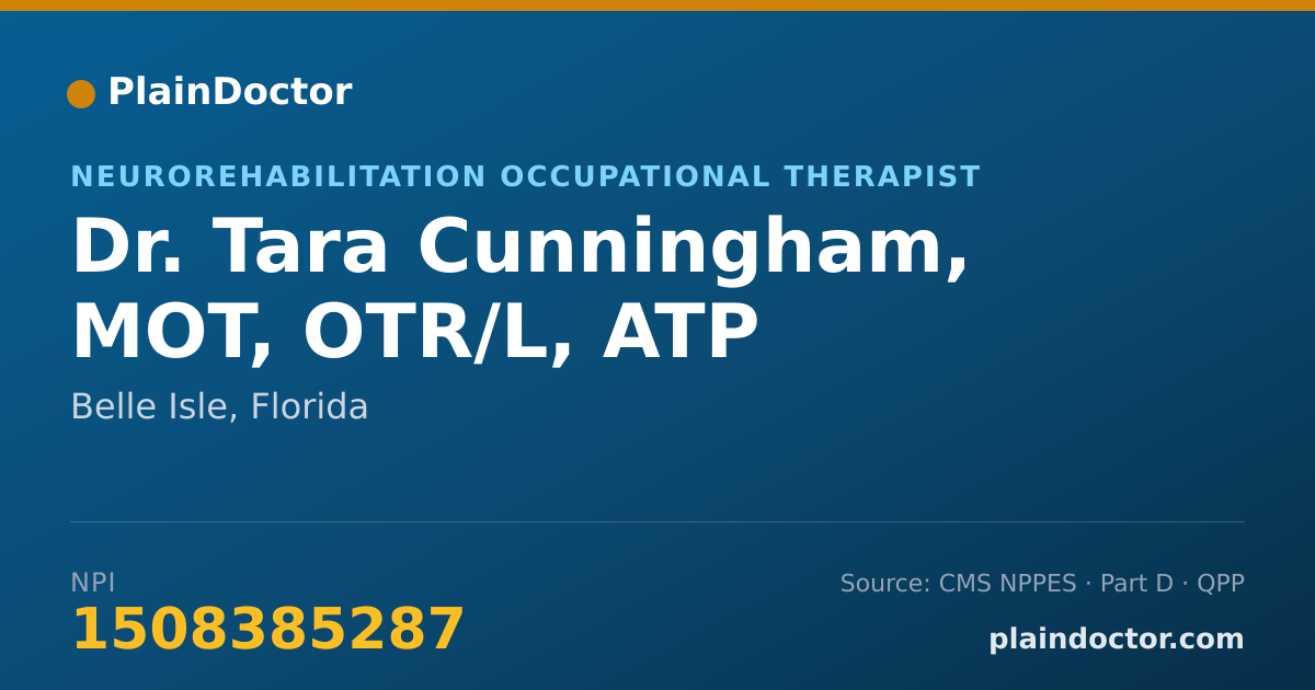 Shareable card for Tara Cunningham, MOT, OTR/L, ATP - Neurorehabilitation Occupational Therapist, Belle Isle, FL
