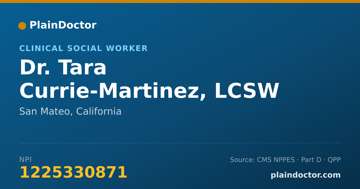 Shareable card for Tara Currie-Martinez, LCSW - Clinical Social Worker, San Mateo, CA