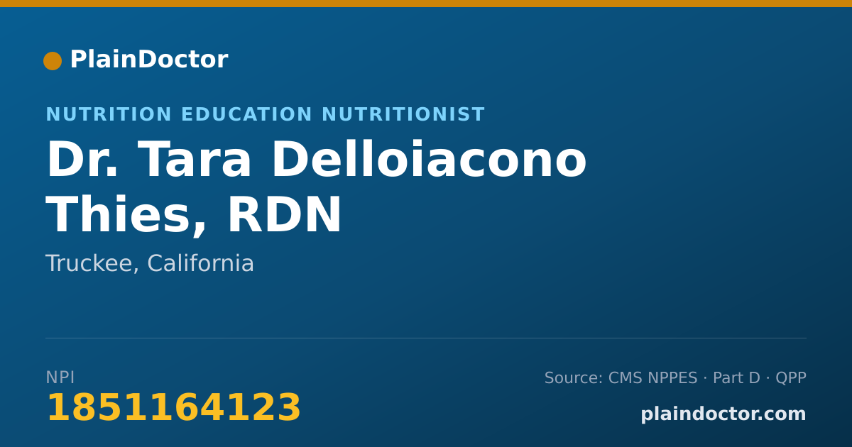 Shareable card for Tara Delloiacono Thies, RDN - Nutrition Education Nutritionist, Truckee, CA