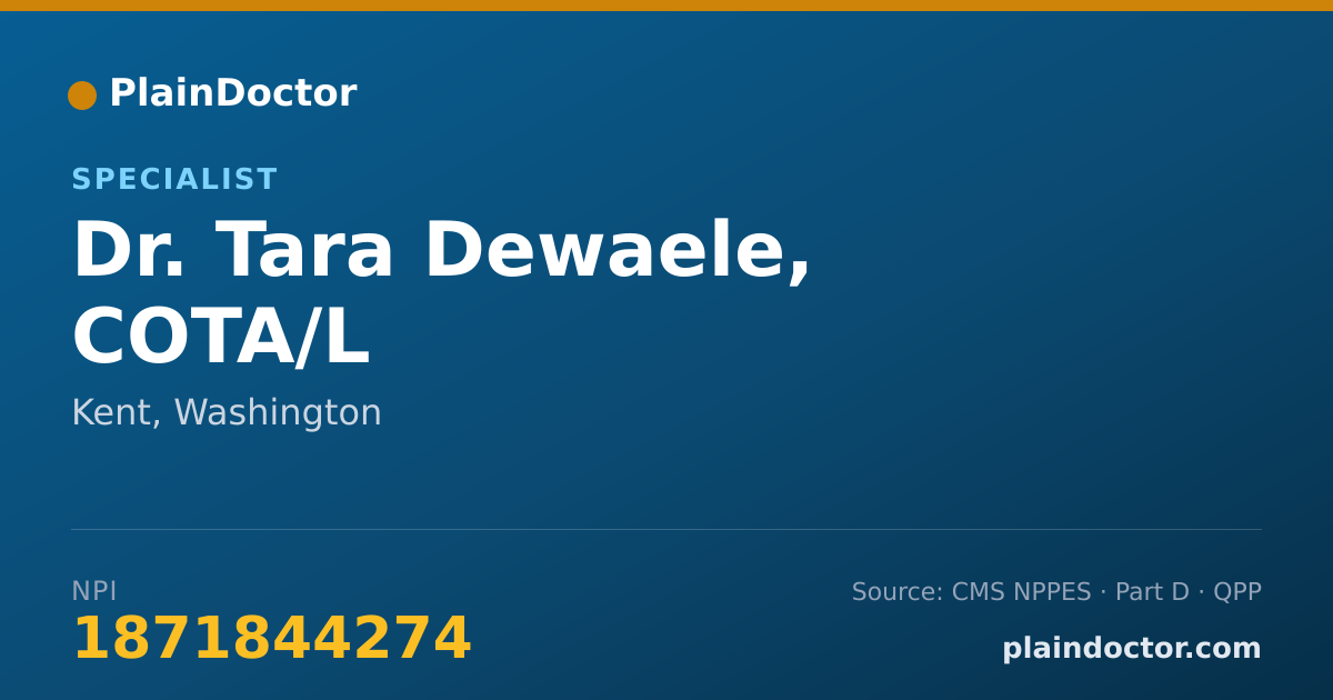 Shareable card for Tara Dewaele, COTA/L - Specialist, Kent, WA