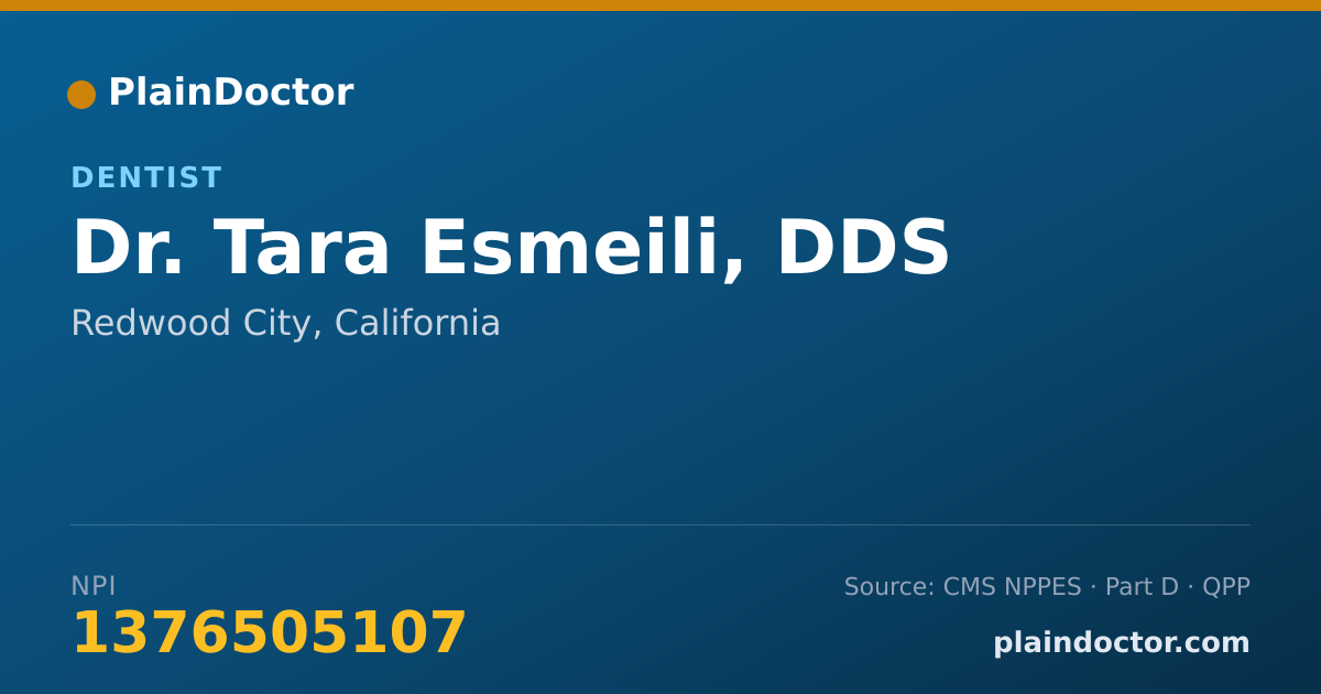 Shareable card for Tara Esmeili, DDS - Dentist, Redwood City, CA