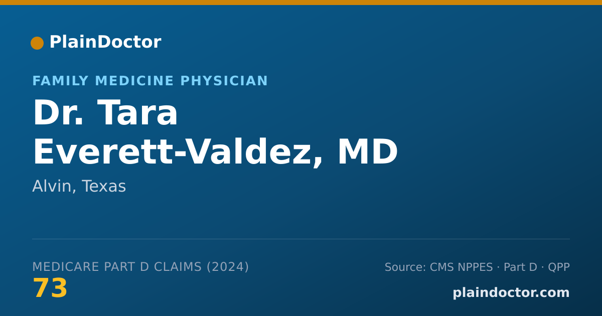 Shareable card for Tara Everett-Valdez, MD - Family Medicine Physician, Alvin, TX