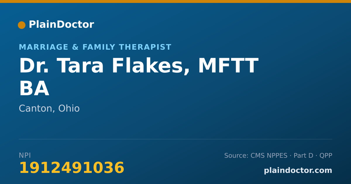 Shareable card for Tara Flakes, MFTT BA - Marriage & Family Therapist, Canton, OH