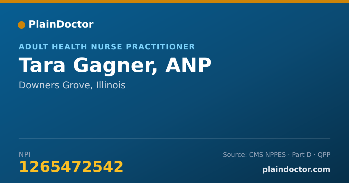 Shareable card for Tara Gagner, ANP - Adult Health Nurse Practitioner, Downers Grove, IL