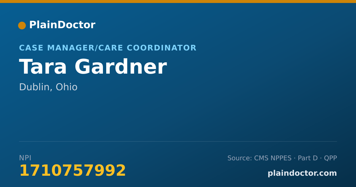 Shareable card for Tara Gardner - Case Manager/Care Coordinator, Dublin, OH