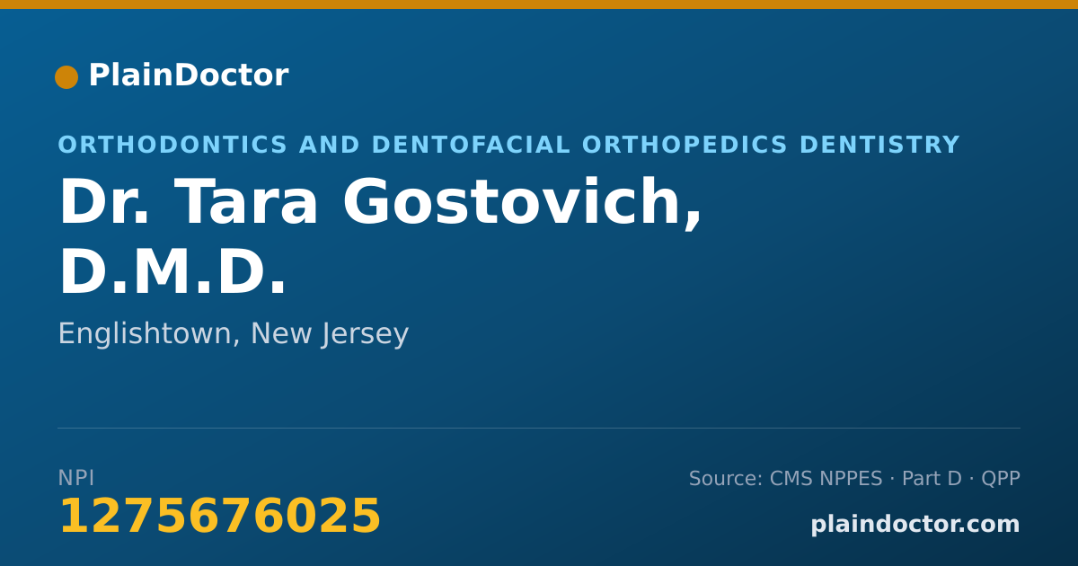 Shareable card for Tara Gostovich, D.M.D. - Orthodontics and Dentofacial Orthopedics Dentistry, Englishtown, NJ